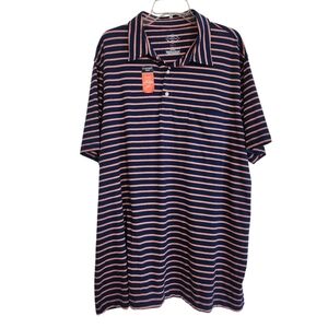 Navy and Coral Striped Men's Polo Shirt Sz 2xl Nwt
